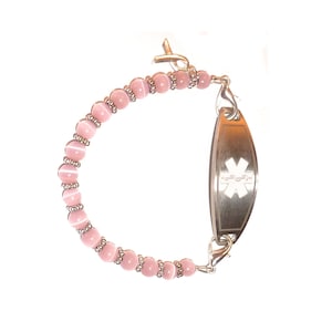 Breast Cancer Pink Awareness Medical Alert ID Bracelet - 6.5 or 5.5 &quot; Interchangeable Replacement Only - Medical Alert ID Tag Not Included