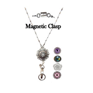 Magnetic Breakaway - Snap Interchangeable Jewelry Lanyard, Women&#39;s Fashion, 34&quot; Long, Stainless Steel Strong Chain, Keys, ID Badge Holder