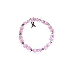 6mm Stretchy Pink Breast Cancer Awareness Bracelet, Packaged. FIts Most Adults. Great for Fundraisers or Showing support.