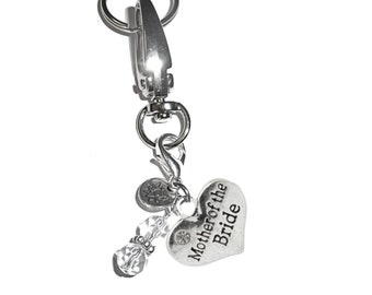 Mother Of The Bride Keychain by Hidden Hollow - Message Charm Key Chain Ring, Women's Purse or Necklace Charm, Comes in a Gift bag!