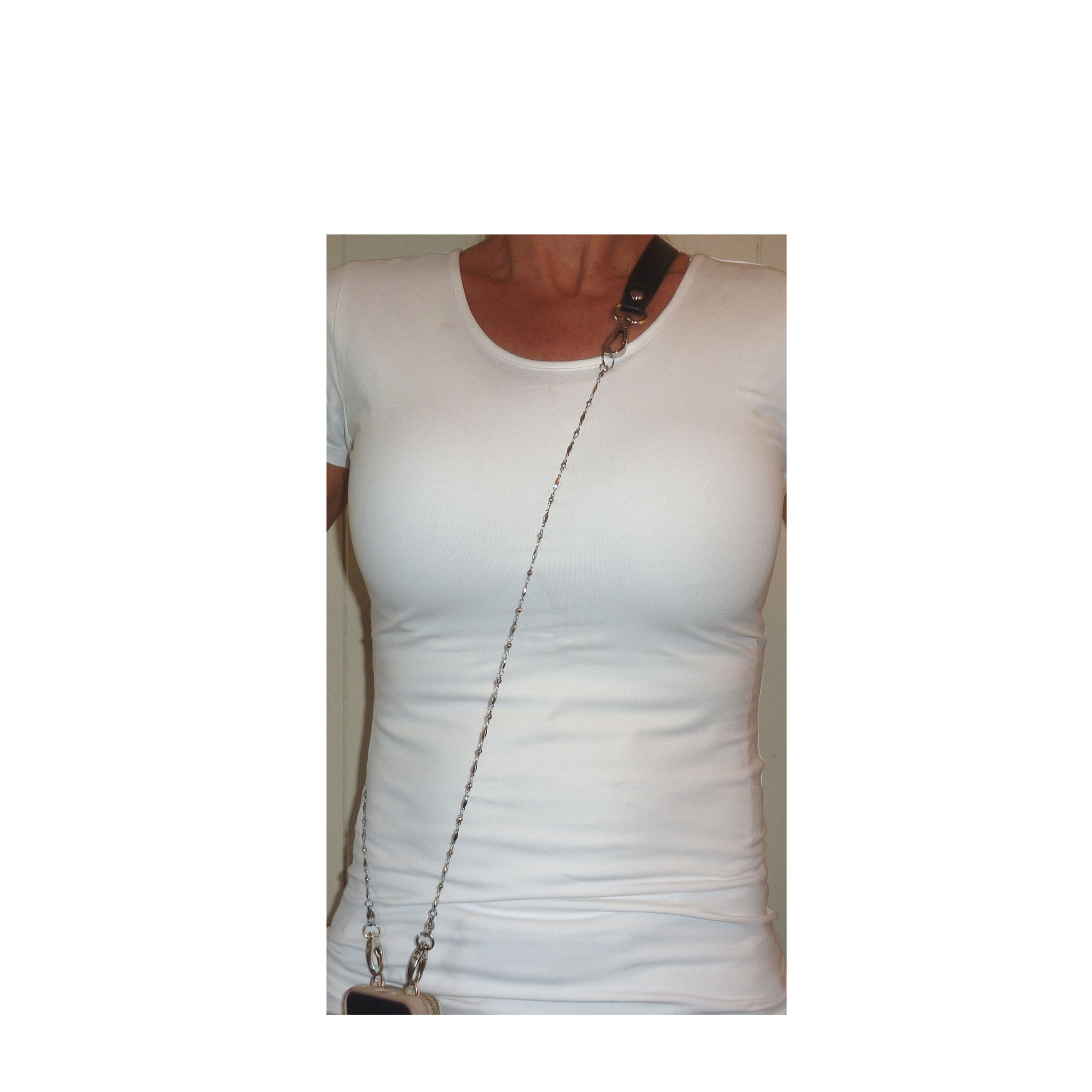 Crossbody Adjustable Strong Stainless Steel Chain Strap Women's Cell Phone Wallet Small Purse Handbag Fashion 51"