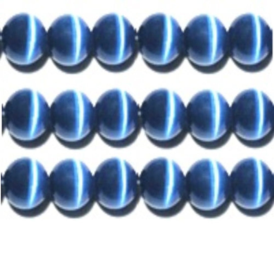 Cat's Eye Beads, 15 Strand, Fiber Optic Beads Midnight Blue Choose Your Size Etsy