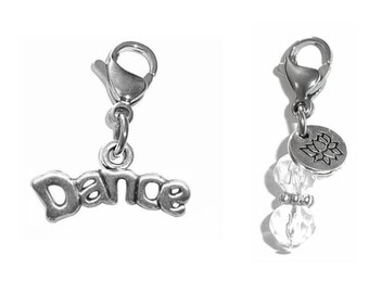 Dance Clip On Charm - Zipper Charm -  Backpack Charms - Keychain Charm - Purse Charm -  Clip On Charm for Bracelets or Necklace