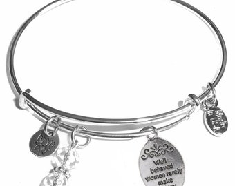 Strong Bangle Bracelet- Expandable Message Charm Bangle Cuff Bracelet, Comes in a Gift bag.