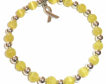 Yellow (Bladder & Sarcoma) 6mm Stretchy Cancer Awareness Bracelet, Packaged. FIts Most Adults. Great for Fundraisers or Showing support.