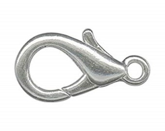 Silver Plated Lobster Claw Clasps, 10mm, 12mm, 14mm - Varying Quantities