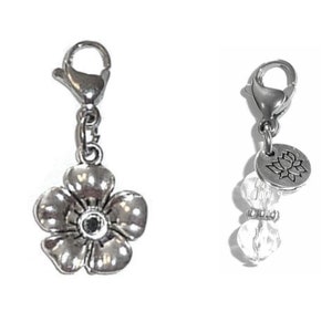 Flower Clip On Charm - Zipper Charm -  Backpack Charms - Keychain Charm - Purse Charm -  Clip On Charm for Bracelets - Cute Charms