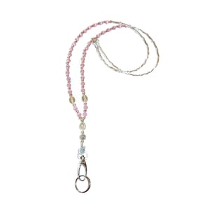 Pink Breast Cancer Lanyard - 34&quot; ID Badge Necklace - Women&#39;s Fashion Lanyard - Jewelry Lanyard - Super Strong or Breakway Lanyard