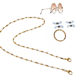 Gold Stainless Steel Chain Eyeglass, Women&#39;s, Girls Fashion Sunglass Holder, Face Mask Holder - Eyeglass Chain Leash - Gold