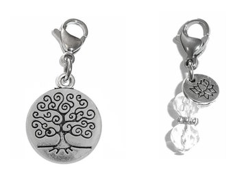 Tree Of Life Clip On Charm - Zipper Charm -  Backpack Charms - Nursing Gift - Purse Charm -  Clip On Charm for Bracelets