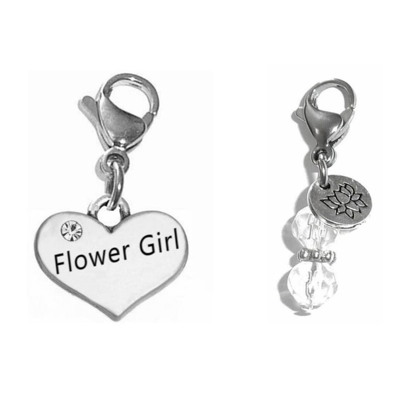 Zipper Charm Backpack Charms Flower Girl Appreication Gift Flower Girl Charm Wedding Gift Clip On Charm for Bracelets