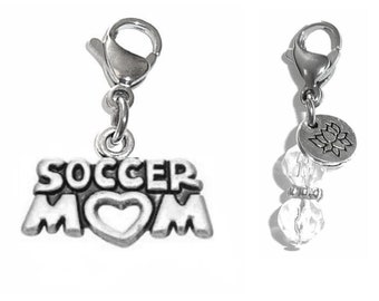 Socer Mom Charm - Zipper Charm -  Backpack Charms - Sports Charm - Purse Charm -  Clip On Charm for Bracelets