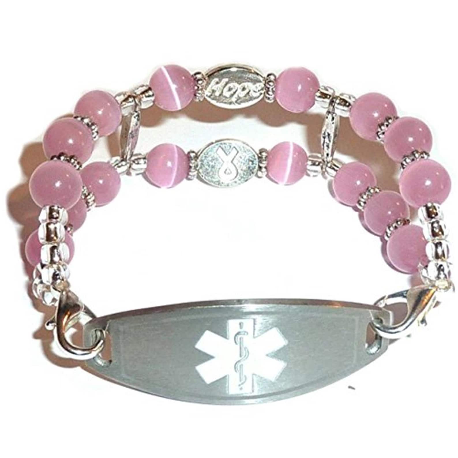 Breast Cancer Awareness Medical Alert ID Bracelet 6 Etsy
