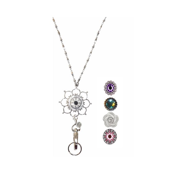 Jewelry Lanyard Necklace flower Snap Jewelry Lanyard by Etsy