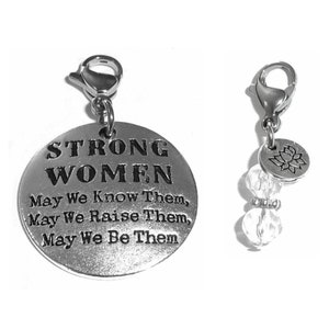 Strong Women Clip On Charm - Zipper Charm -  Backpack Charms - Keychain Charm - Purse Charm -  Clip On Charm for Bracelets & Necklaces