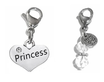 Princess Charm - Zipper Charm -  Backpack Charms - Nursing Gift - Purse Charm -  Clip On Charm for Bracelets & Necklaces