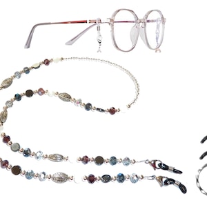 Multi Colored Beaded Sunglasses, Eyeglass Holder by Hidden Hollow - Eyeglass Chain - Eyeglass Leash - Multi Colored