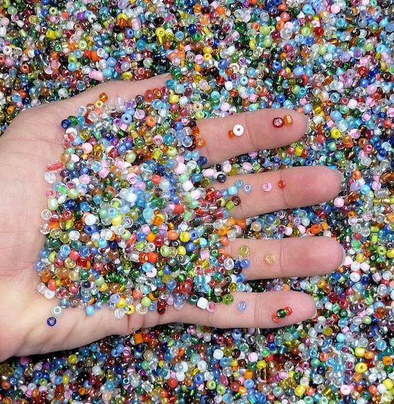 Seed Beads 6/0 4mm Glass Pony Beading DIY Craft Jewelry Making Assorted Mixed Colors, Large Bulk Set of Beads (Multi Colored 3/4 Pound)