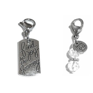 Find Joy in the Journey Clip On Charm - Zipper Charm -  Backpack Charms - Keychain Charm - Purse Charm -  Clip On Charm for Bracelets