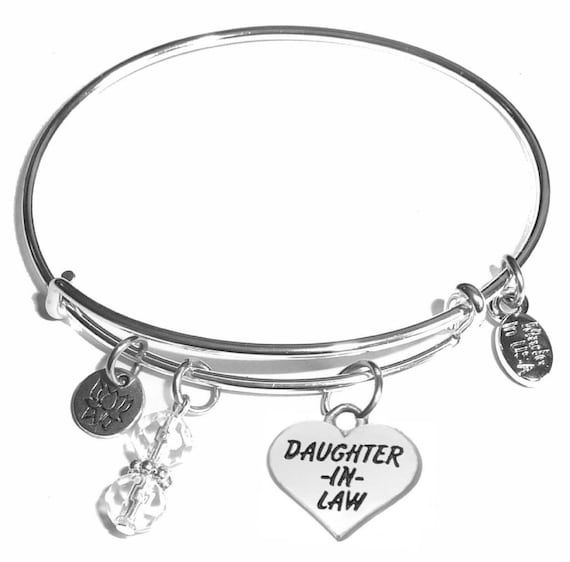 Daughter-in-law Bangle Bracelet- Expandable Message Charm Bangle
