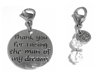 Mother in Law Charm - MIL Zipper Charm -  Backpack Charms - Wedding Gift -  Purse Charm -  Clip On Charm for Bracelets