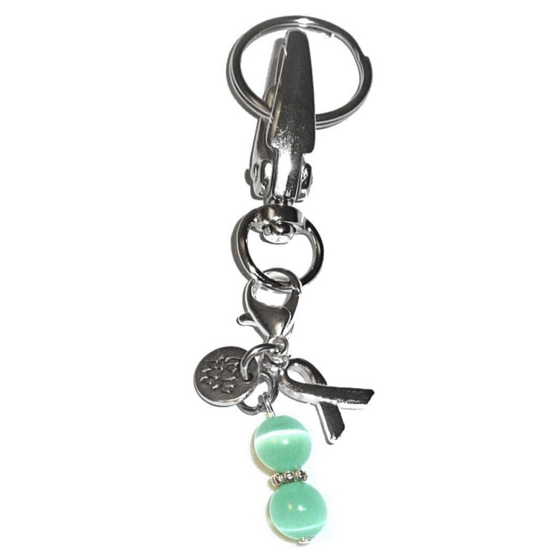 Ovarian Cancer Awareness Keychain by Hidden Hollow Comes in a Gift Box! Purse or Necklace Charm Cancer Awareness Key Chain Ring