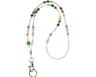 Women’s Beaded Lanyard - Multi Color ID Badge Lanyard - Fashion Lanyard For Women - 34" Lanyard - Breakaway Lanyard & Strong Style