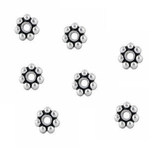Sterling Silver (WB Core) Bali Daisy Spacer Beads, 4mm and 5mm sizes - Choose your size and amount