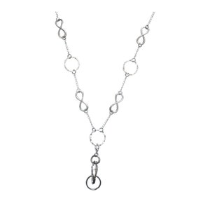Infinity Lanyard Necklace by Hidden Hollow Beads - Women&#39;s Silver Chain Lanyard for ID Badge Holder & Keys, 34&quot; long - Infinity