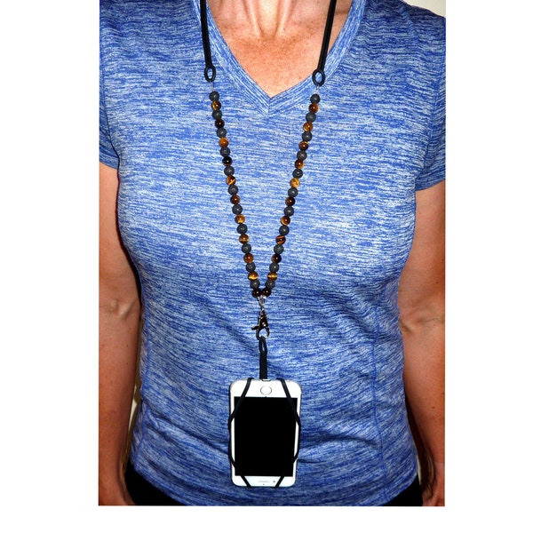Universal Cell Phone Lanyard by Hidden Hollow Beaded - Beaded with Strong, Light Weight Silicone Strap, - Fits Most Smart Phones