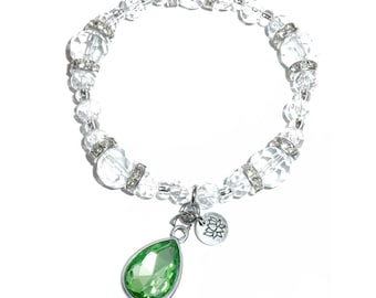 August Birthstone Charm Bracelet - Crystal Stretch Charm Bracelet by Hidden Hollow Beads