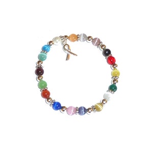 Cancer Awareness Bracelet (6mm Stretchy 18 Colors) Fits Most Adults. Great for Fundraisers or Showing support.