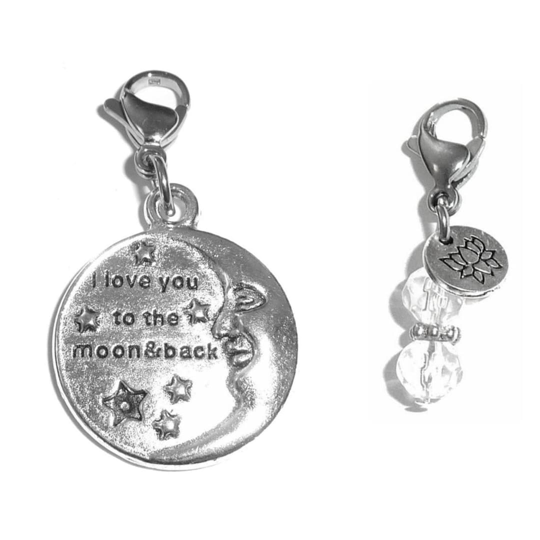 Love you to the moon and back charms Clearance