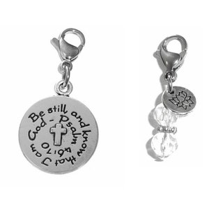 Religious Clip On Charm - Be Still & Know That I Am God Charm -  Backpack Charms - Keychain Charm - Purse Charm -  Charm for Bracelets