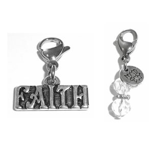 Faith Clip On Charm - Faith Zipper Charm -  Backpack Charms - Keychain Charm - Purse Charm -  Clip On Charm for Bracelets & Necklaces