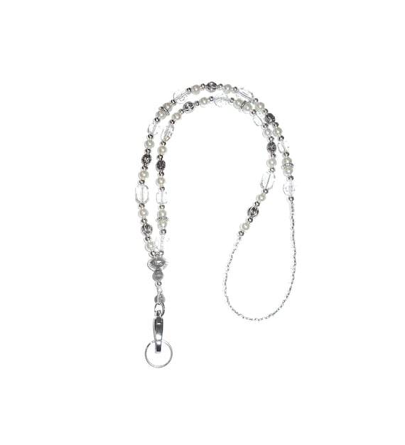 Beaded Lanyard Slim White Women's Fashion Lanyard - Etsy