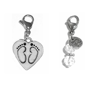 New Baby Jewelry - Zipper Charm - Baby Feet Clip On Charm - Backpack Charms - Keychain Charm - Purse Charms -  Clip On Charm for Bracelets
