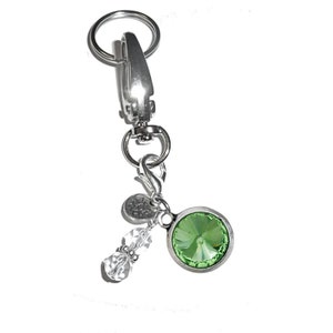 August Birthstone Keychain by Hidden Hollow - Message Charm Key Chain Ring, Women&#39;s Purse or Necklace Charm, Comes in a Gift bag!