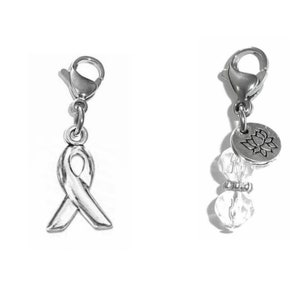 Cancer Awareness Clip On Charm - Zipper Charm -  Backpack Charms - Keychain Charm - Purse Charm -  Clip On Charm for Bracelet or Necklace