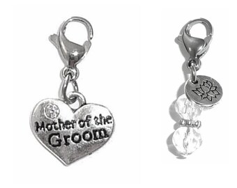 Mother of the Groom Charm - Mother in Law Gift - Backpack Charms - Wedding Gift -  Purse Charm -  Clip On Charm for Bracelets