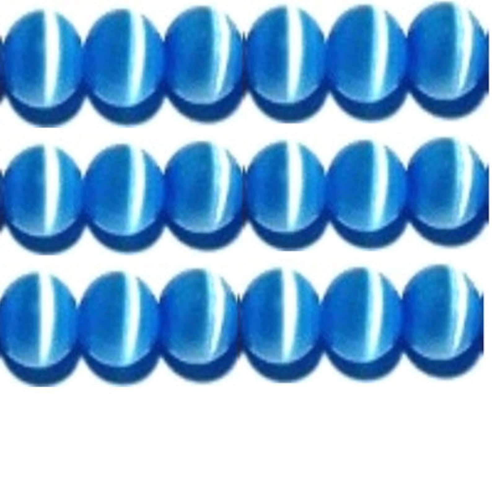 Cat's Eye Beads 15 Strand Fiber Optic Beads Blue Etsy