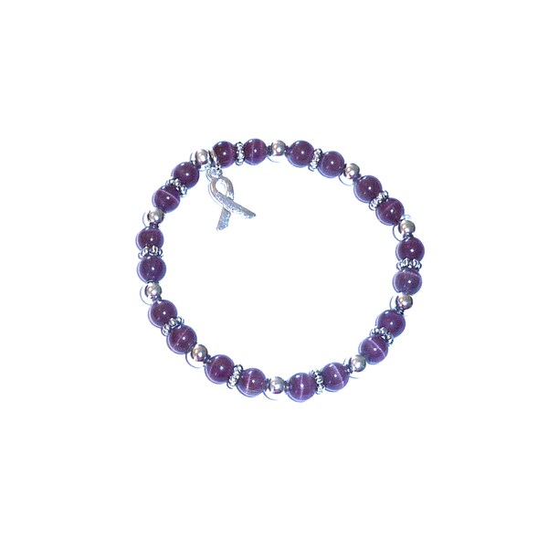 Dark Purple (Pancreatic Cancer) 6mm Stretchy Cancer Awareness Bracelet, Packaged. FIts Most Adults. Fundraisers or Showing support.