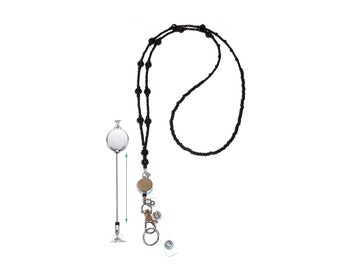 3 Pieces Beaded Badge Lanyard Necklace with 6 Waterproof Name Card Holder Stainless Steel ID Holder Necklace for Women Men Black, Gray, Silver Retractable Badge Reel Lanyard with ID Holder 3 Pieces Beaded Badge Lanyard Necklace with 6 Waterproof Name Card Holder Stainless Steel ID Holder Necklace for Women Men Black, Gray, Silver Retractable Badge Reel Lanyard with ID Holder