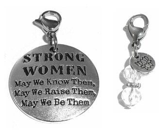 Strong Women Clip On Charm - Zipper Charm -  Backpack Charms - Keychain Charm - Purse Charm -  Clip On Charm for Bracelets & Necklaces