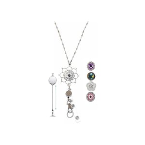 Retractable Badge Reel, Women's Slim Style Beaded Fashion Jewelry Lanyard, 34" Made in USA Strong, ID Holder, Keys - Snap Button Flower