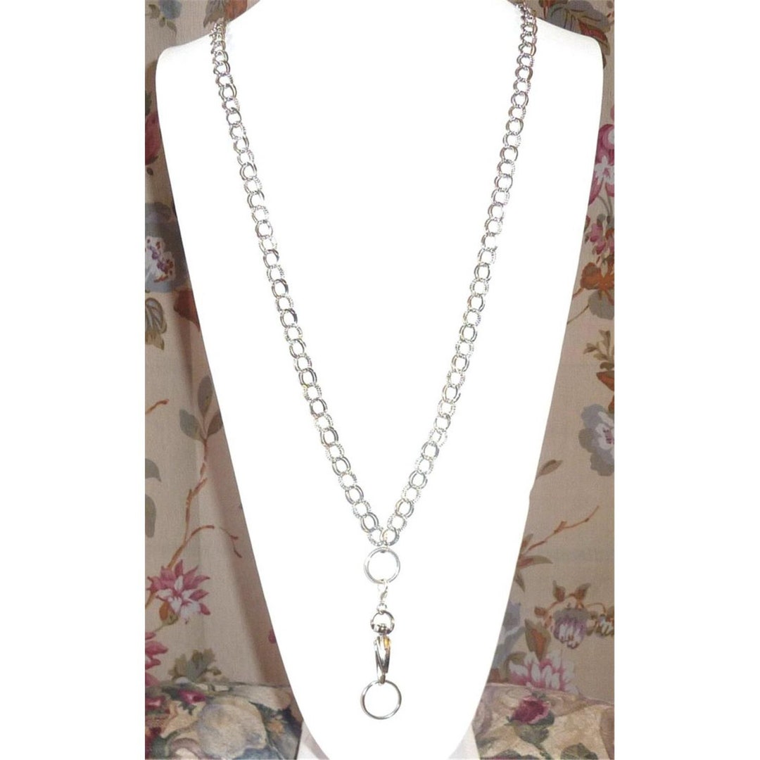 ID Badge Necklace Double Chain ID Holder 34 Inches, Women's Lanyard