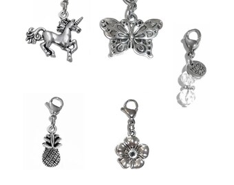 Bag Charms-  Backpack Charms - Whimsical Mix of Clip On Charms - Zipper Charms - Keychain Charm - Purse Charms - Charms for Charm Bracelets