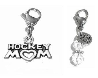 Hockey Mom Charm - Zipper Charm -  Backpack Charms - Sports Charm - Purse Charm -  Clip On Charm for Bracelets
