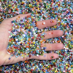 Seed Beads 6/0 4mm Glass Pony Beading DIY Craft Jewelry Making Assorted Mixed Colors, Large Bulk Set of Beads (Multi Colored 3/4 Pound)