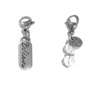 Believe Clip On Charm - Believe Zipper Charm -  Backpack Charms - Keychain Charm - Purse Charm -  Clip On Charm for Bracelets